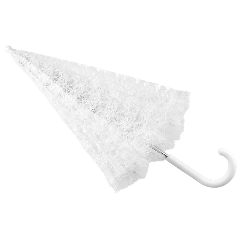 Homeford White Lace Parasol Bridal Umbrella, 26-inch Diameter, 23-inch Length - Image 2