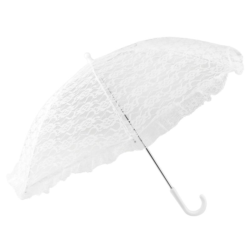 Homeford White Lace Parasol Bridal Umbrella, 26-inch Diameter, 23-inch Length - Image 1