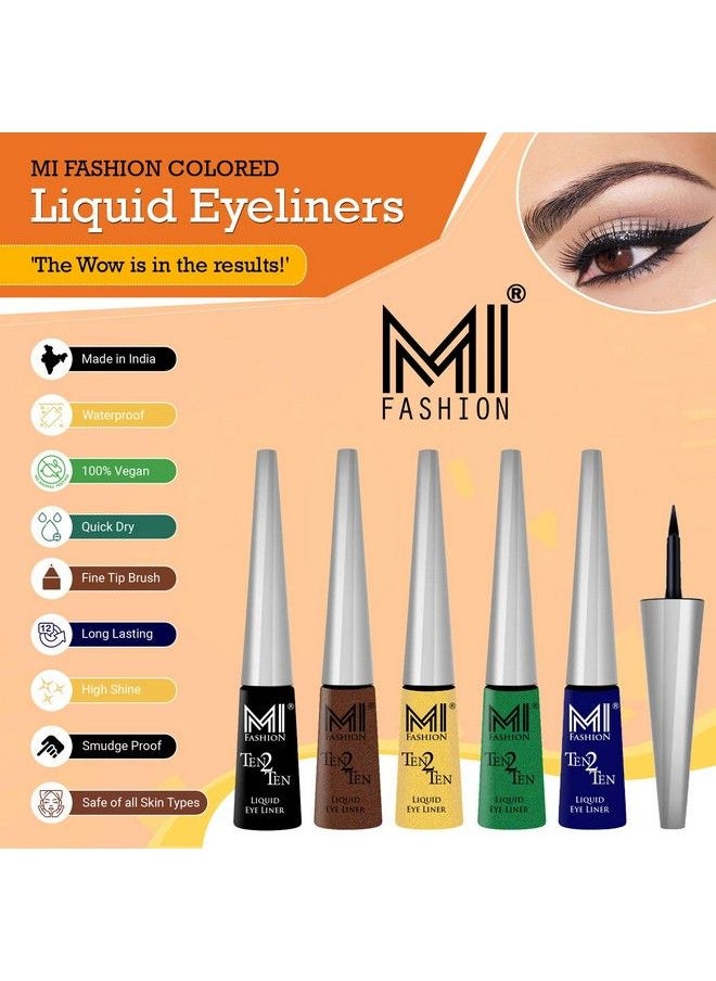 MI FASHION Long Lasting Liquid Eyeliners Smudge Proof Water Resistant Made In India Vegan Combo Of 2 Green And Navy Blue 4 Ml Each  - Image 3