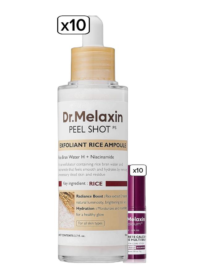 Dr. Melaxin Peel Shot Exfoliant Rice Ampoule & Cemenrete Calcium Volume Multi Balm 9G Bundle - Image 1