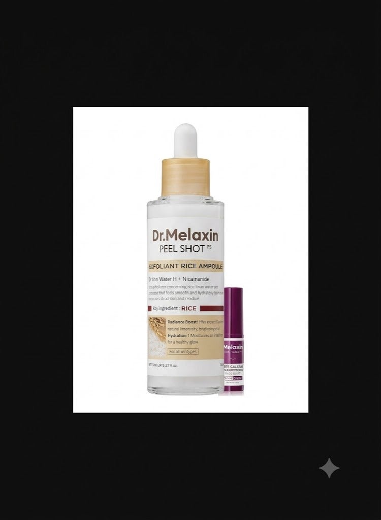 Dr. Melaxin Peel Shot Exfoliant Rice Ampoule & Cemenrete Calcium Volume Multi Balm 9G Bundle - Image 1