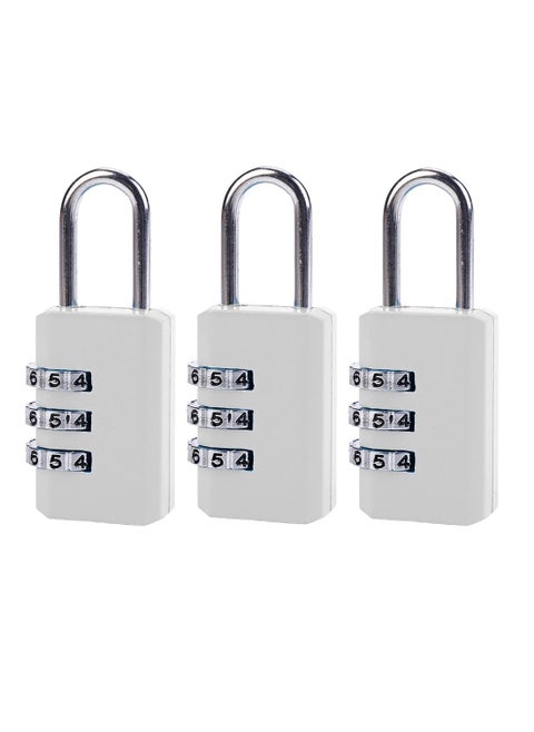 Combination Padlock -3 Piece 21milimeter Silver- Shackle Combination Lock Dial Lock Gym & School locker lock Travel lock Luggage lock Storage Unit Cabinet Keyless lock 3 digits Resettable lock