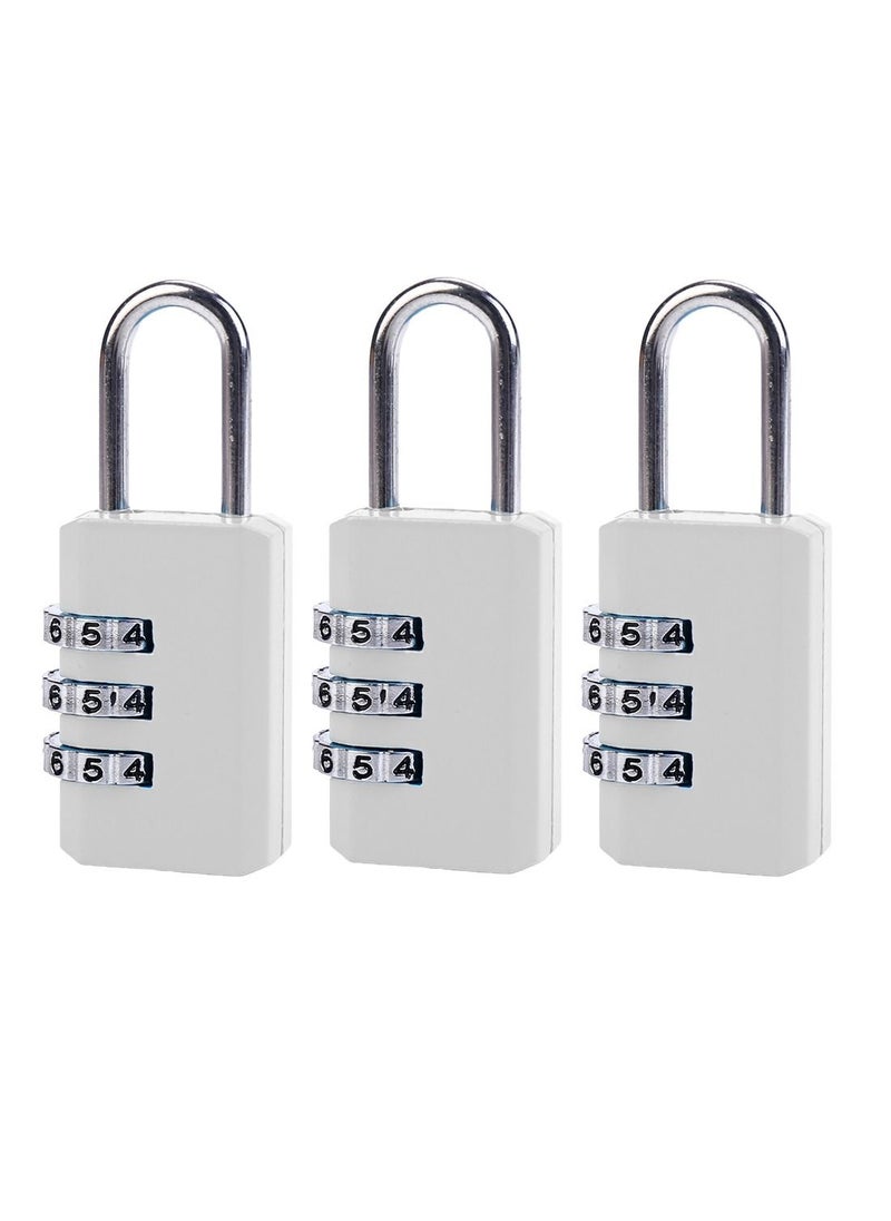 LAWAZIM Combination Padlock -3 Piece 21milimeter Silver- Shackle Combination Lock Dial Lock Gym & School locker lock Travel lock Luggage lock Storage Unit Cabinet Keyless lock 3 digits Resettable lock  - Image 1