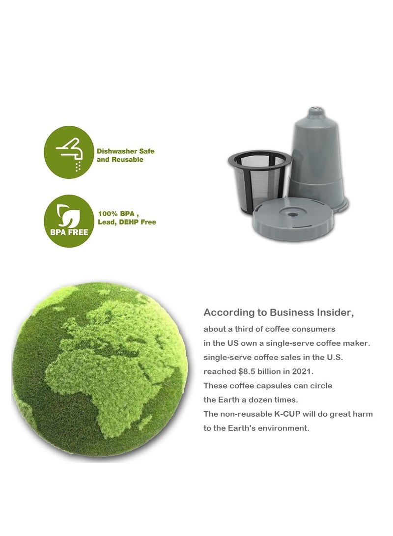 SYOSI Coffee Filter Reusable Coffee Pods Gray Home Barista Filter Cup BPA-Free Refillable Cup Coffee Filter - Image 4