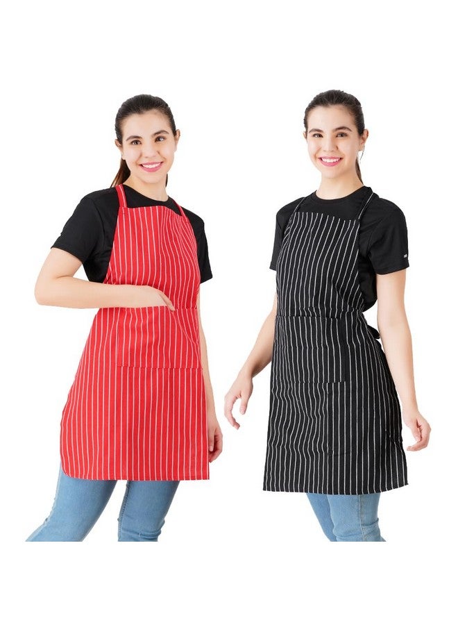 COMFORT WEAVE 100% COTTON KITCHEN APRON FREE SIZE WITH FRON CENTRE POCKET - MULTICOLOR- PACK OF 2 PIECES - Image 3