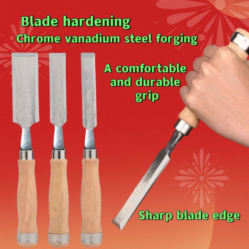 4Pcs Woodworking Chisel Set Steel Handcrafted Flat Slotted Tools For Carpenters - Image 5