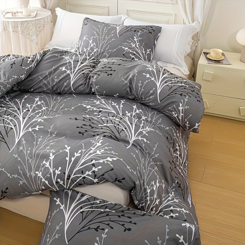 3pcs Branch Shadow Printed Down Comforter Cover Set (Comforter And Pillow Inserts Not Included) - Image 5