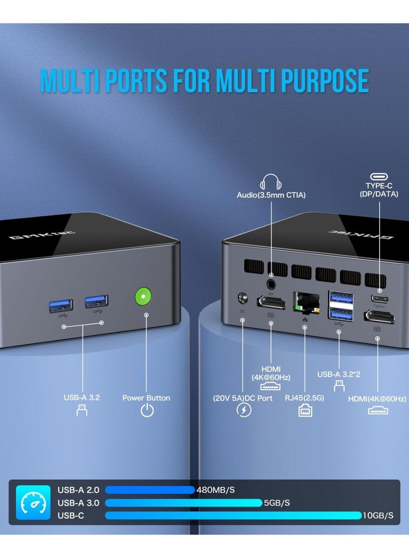 GMKtec NucBox M2 Pro S Mini PC Intel Core i7-1185G7 (Turbo 4.8GHz) 16GB DDR4 512GB SSD WiFi 6 USB4.0 BT5.2 Dual 2.5G LAN HDMI DP Compact Desktop Computer M2 Pro S 16GB+512GB - Image 4