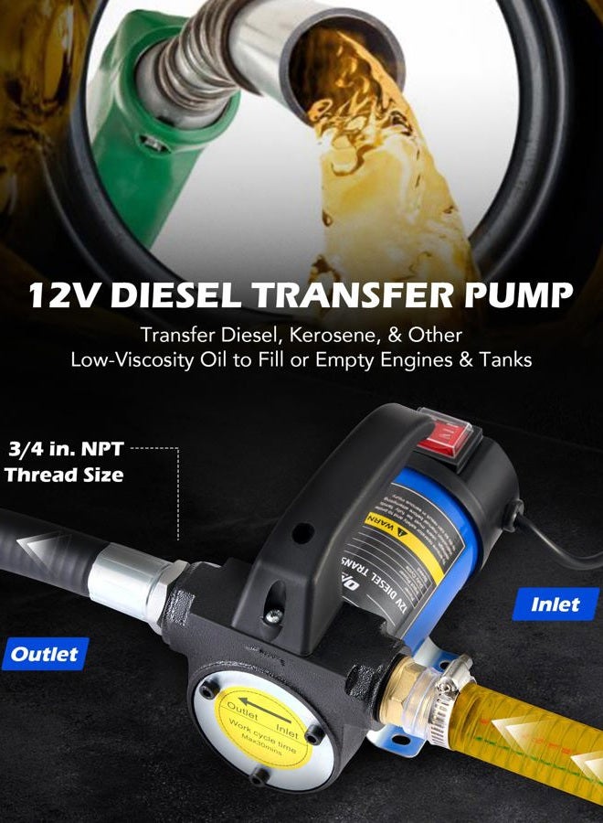 Orion Motor Tech مضخة نقل الديزل، مضخة نقل الوقود 12 فولت مع خراطيم فوهة لنقل الديزل، الكيروسين، زيت الآلات، زيت المحولات، مجموعة مضخة وقود كهربائية ذاتية التحضير DC - Image 3