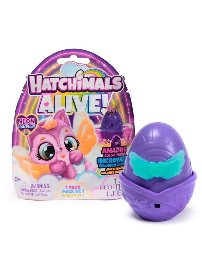 HATCHIMALS Alive Neon Rainbow Surprise Pack - with a Self-Hatching Egg with Surprise Figure, Toy for Children from 3 Years - Image 1