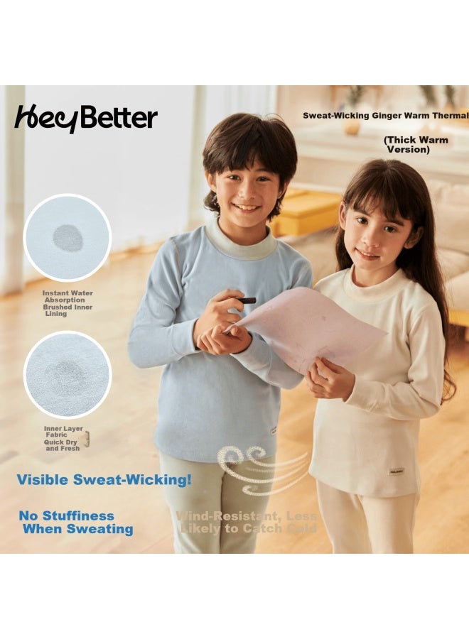 Heybetter Thick Warm Ginger Heated Children's Thermal Underwear Set Suitable For -15°~0°c - Image 1
