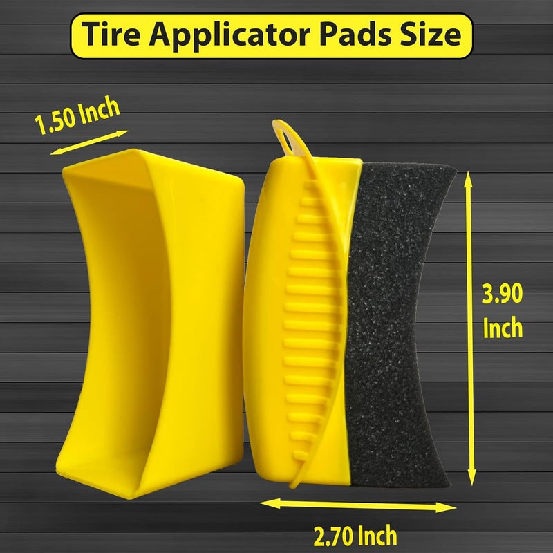 RXALASKA 2 Pack Tire Shine Applicator Pads, Reusable Tire Dressing Applicator Sponge, Curved Tire Gel Applicator Forms with Lid, Yellow Tire Applicator Pads for Car Cleaning Detailing - Image 2