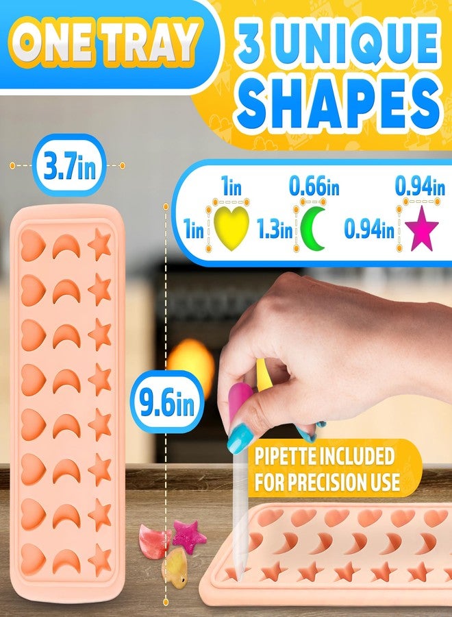 ALPENKOK Cute Ice Cube Tray with Lid - Flexible, Food Safe, Temperature-Resistant Silicone Star, Moon, and Heart Ice Cube Tray Fun Shapes in 24 Cavities - Easy to Clean and Remove, Great for Home Creations - Image 2