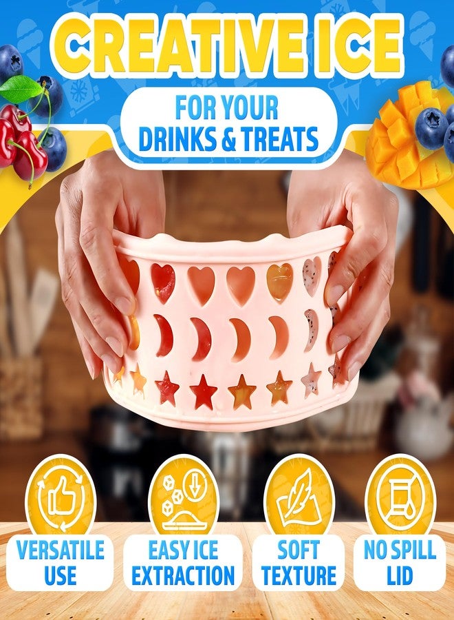 ALPENKOK Cute Ice Cube Tray with Lid - Flexible, Food Safe, Temperature-Resistant Silicone Star, Moon, and Heart Ice Cube Tray Fun Shapes in 24 Cavities - Easy to Clean and Remove, Great for Home Creations - Image 3