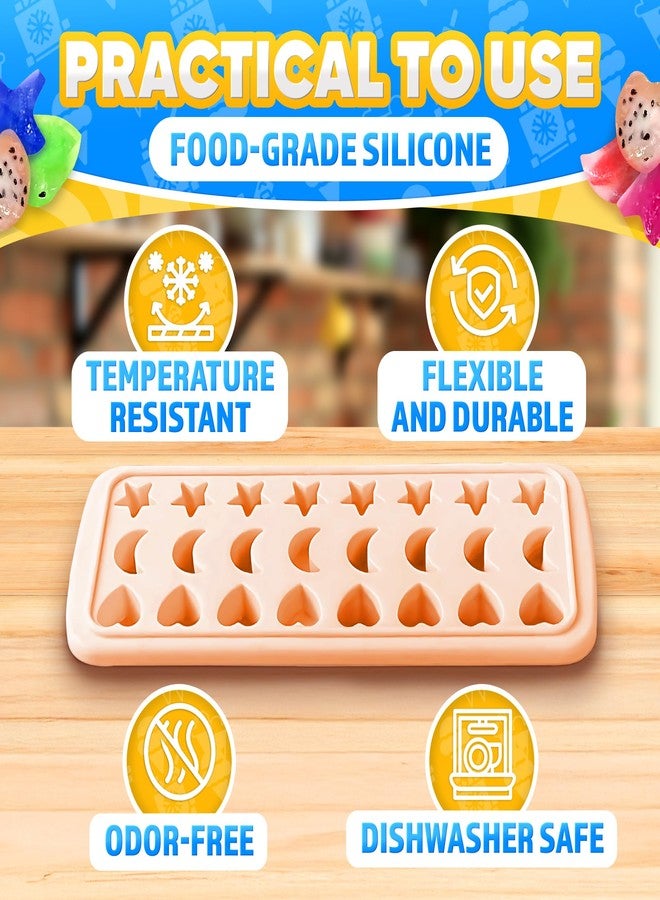 ALPENKOK Cute Ice Cube Tray with Lid - Flexible, Food Safe, Temperature-Resistant Silicone Star, Moon, and Heart Ice Cube Tray Fun Shapes in 24 Cavities - Easy to Clean and Remove, Great for Home Creations - Image 4