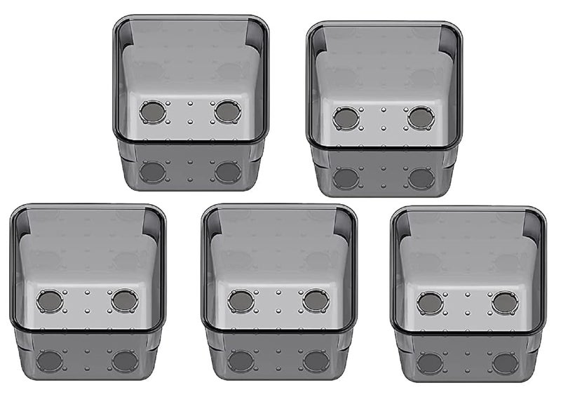 BAREPEPE 3x3x2 Inch Unbreakable 5Piece Desk Drawer Organizer Trays Bathroom Drawer Tray Dividers Plastic Vanity Organizers Storage Bins for Makeup Dresser Kitchen OfficeLight Black - Image 1