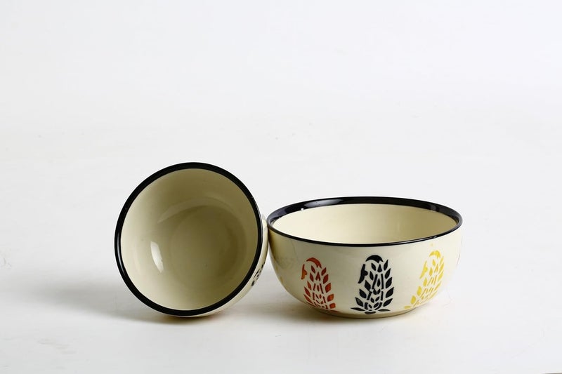 Caffeine Ceramic Handmade Black Boota Serving Bowl Set of 4 - Image 3