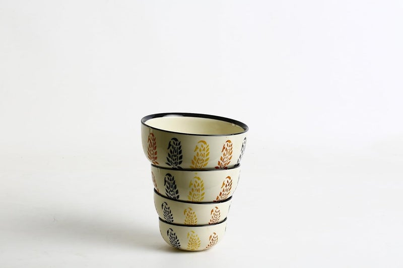 Caffeine Ceramic Handmade Black Boota Serving Bowl Set of 4 - Image 2