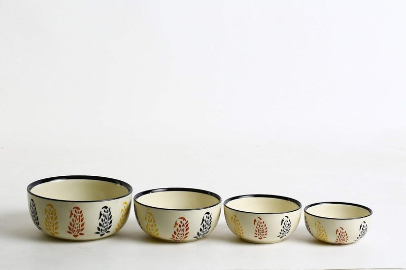 Caffeine Ceramic Handmade Black Boota Serving Bowl Set of 4 - Image 1