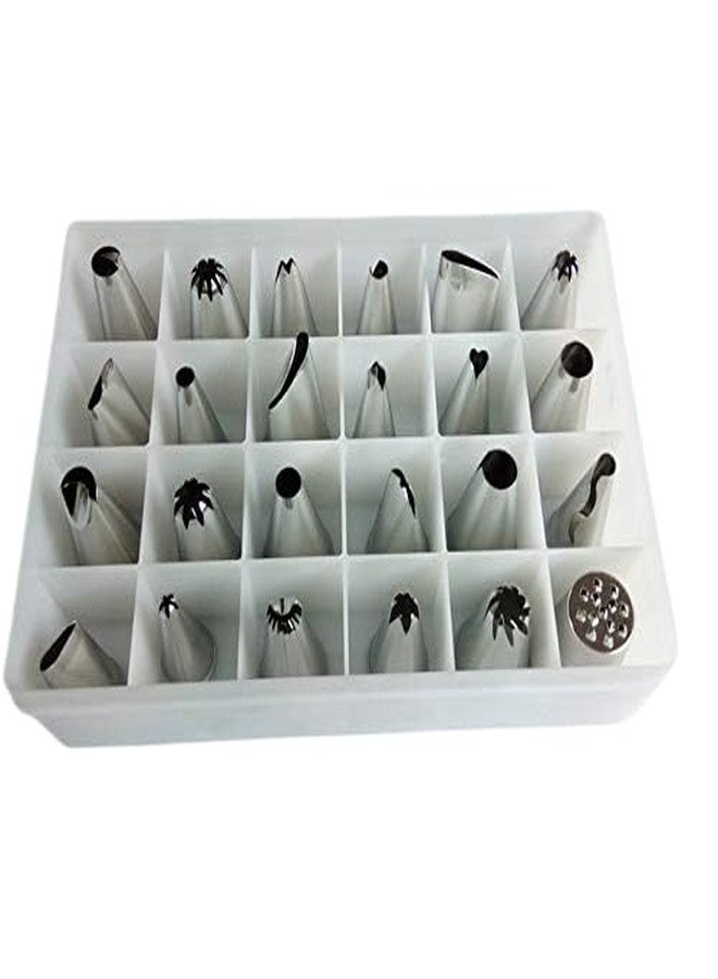 CHOCO DECOR 24 Piece Stainless Steel Icing Piping Tips Set with Storage Box - Cake Decorating Nozzles for Icing and Piping - Image 1