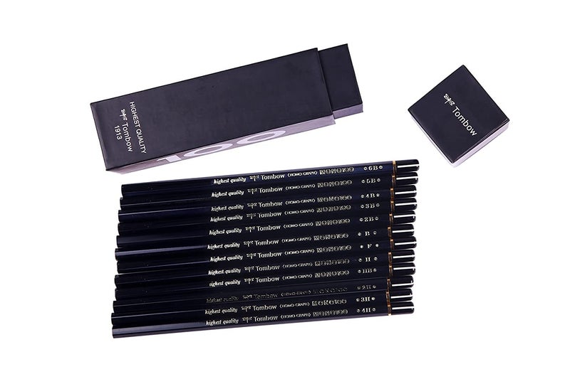 Tombow MONO 100 Drawing Pencil (6B, 5B, 4B, 3B, 2B, B, HB, F, H, 2H, 3H, 4H) -12 Assorted Pencils - Image 2