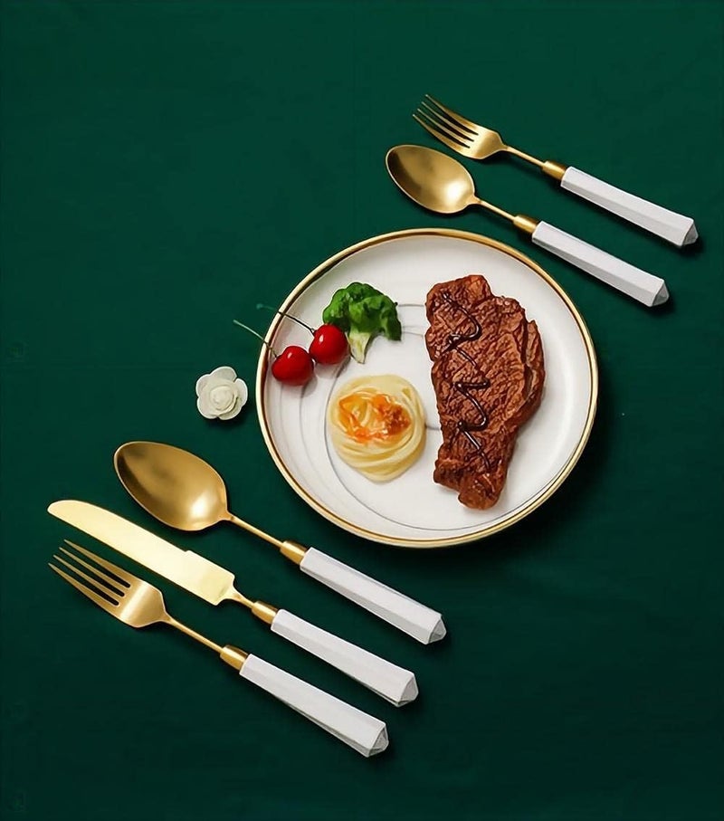 Cutlery Set, Stainless Steel Flatware Set,transparent plastic， Spoon Knife and Fork Set,5-Piece Diamond Handle Kitchen Silverware Cutlery Set 304 Stainless Steel Brushed Portable Detachable Brushed Kn - Image 5