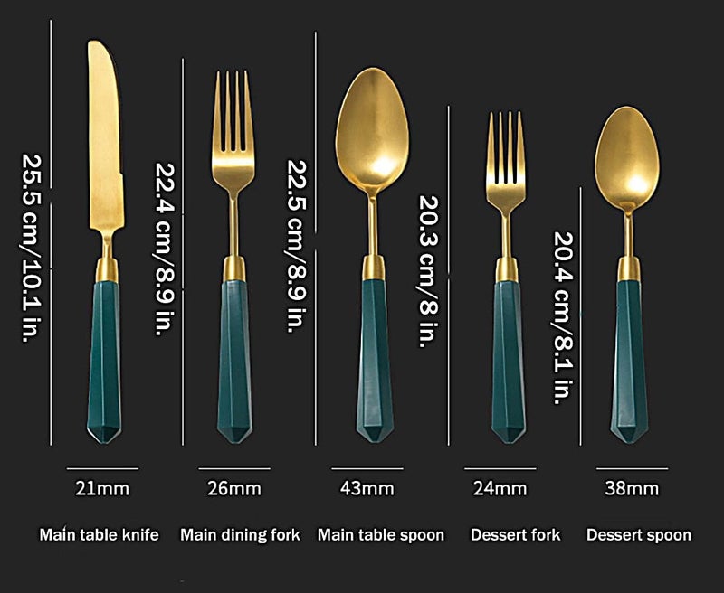 Cutlery Set, Stainless Steel Flatware Set,transparent plastic， Spoon Knife and Fork Set,5-Piece Diamond Handle Kitchen Silverware Cutlery Set 304 Stainless Steel Brushed Portable Detachable Brushed Kn - Image 2