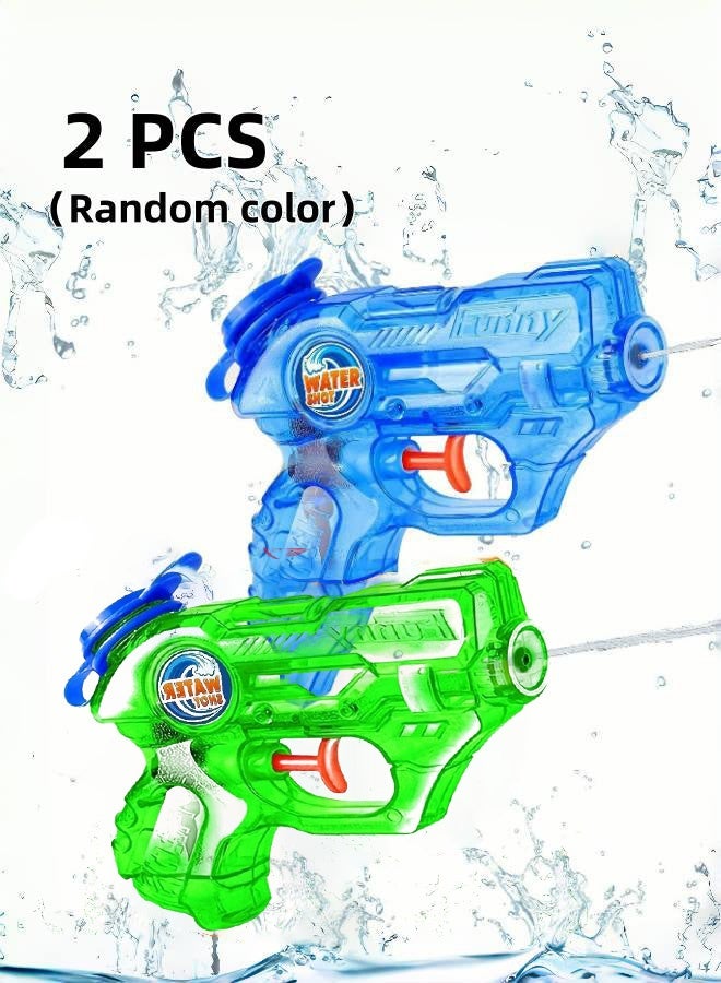 2 Pcs Mini Water Gun for Kids Toddler, Holi Pichkari for Kids Swimming Pool Accessories Water Games Water Pool Toys 5-7M Long Range Super Water Soaker Squirts Blasters Gun (Multicolour) - Image 1