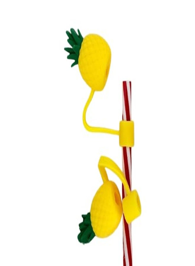 Bhavya Optic® Silicone Straw Cover with Cartoon Design, Dust Protector for Drinking Straws (Yellow Pineapple) - Image 2