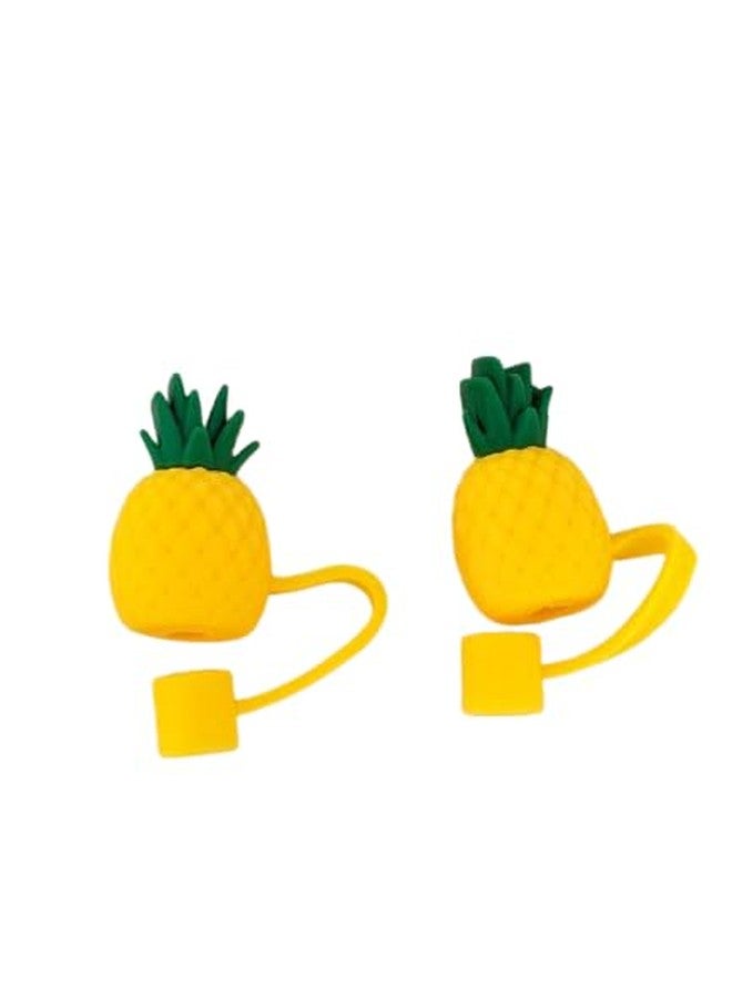 Bhavya Optic® Silicone Straw Cover with Cartoon Design, Dust Protector for Drinking Straws (Yellow Pineapple) - Image 1