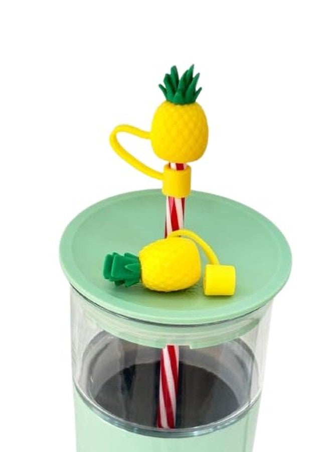 Bhavya Optic® Silicone Straw Cover with Cartoon Design, Dust Protector for Drinking Straws (Yellow Pineapple) - Image 4