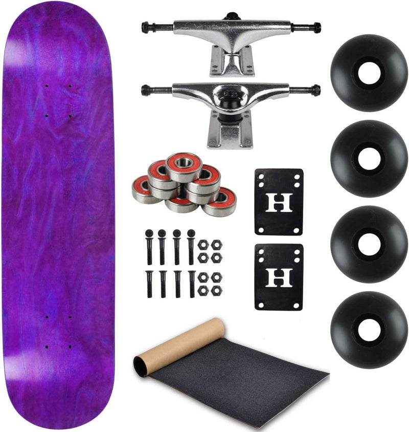 MOOSE Complete Skateboard Stain Purple 7.75" with Silver Trucks and Black Wheels - Image 1