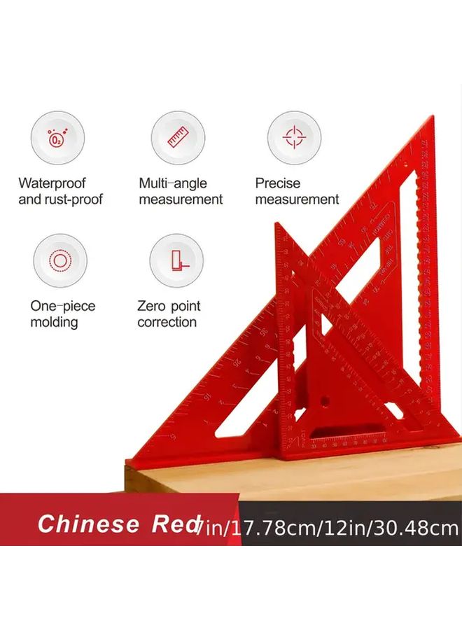 12 Inch Red Industrial ABS Triangle Ruler 90 Degree High Precision Measuring Tool - Image 2