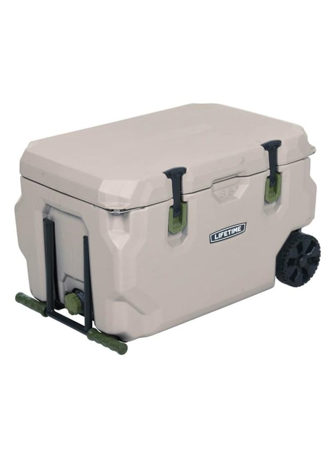 لايف تايم حافظة تبريد عالية الأداء للمخيمات مع عجلات لون حجر الخفاف والأخضر العسكري 61.5 لتر 91179 - Image 2