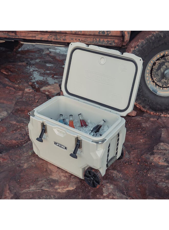 لايف تايم حافظة تبريد عالية الأداء للمخيمات مع عجلات لون حجر الخفاف والأخضر العسكري 61.5 لتر 91179 - Image 5