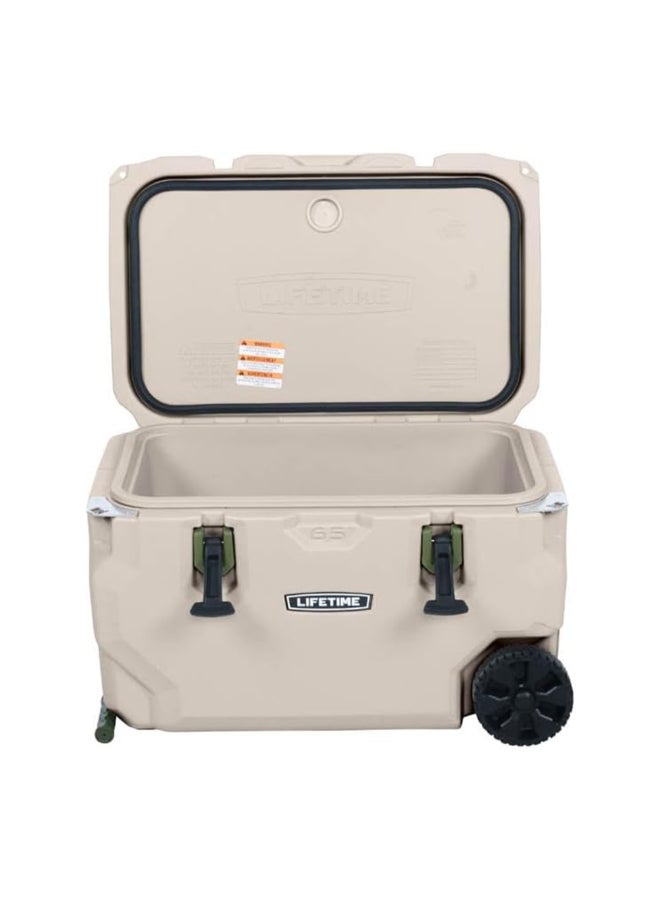 لايف تايم حافظة تبريد عالية الأداء للمخيمات مع عجلات لون حجر الخفاف والأخضر العسكري 61.5 لتر 91179 - Image 3