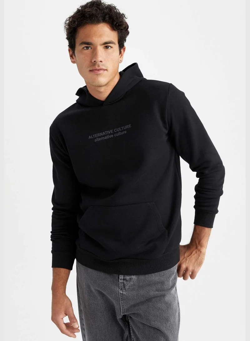 DeFacto Man Hooded Knitted Sweatshirt