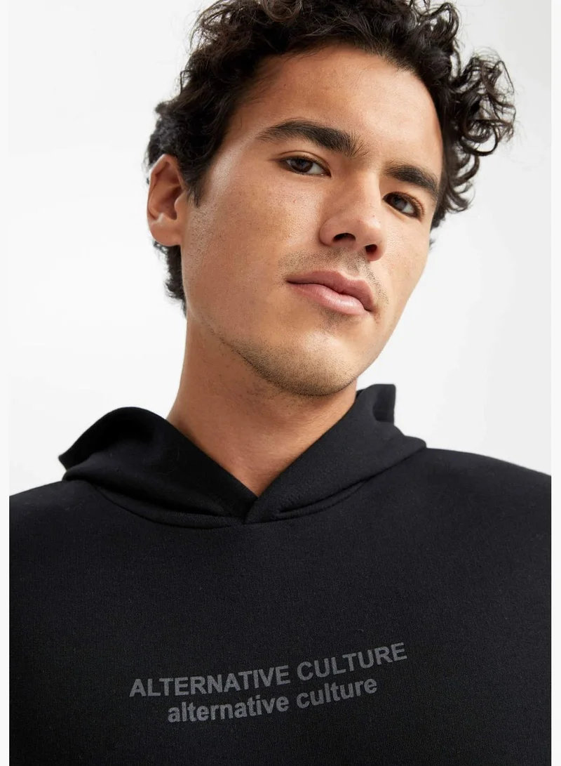 DeFacto Man Hooded Knitted Sweatshirt