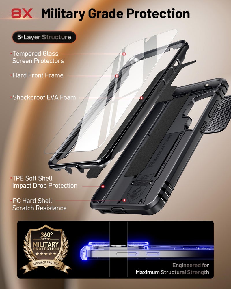 Poetic Revolution Case for Samsung Galaxy S26 Ultra, [Slide Camera Cover], [20FT Mil-Grade Drop Tested], Full-Body Military Grade Rugged Dual-Layer Shockproof Cover with Kickstand, Black - Image 3