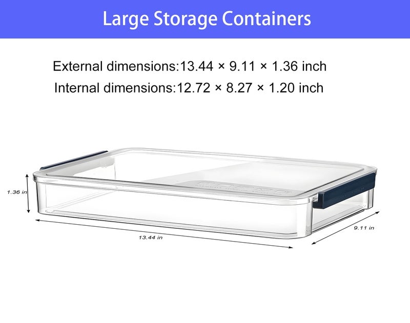 RHONZHAO 2 Pcs Plastic Portable Project Case, Clear Stackable Storage Boxes Organizer for A4 Files, Scrapbooks, Art Supplies (â€ŽBlue Latch, Small) - Image 2