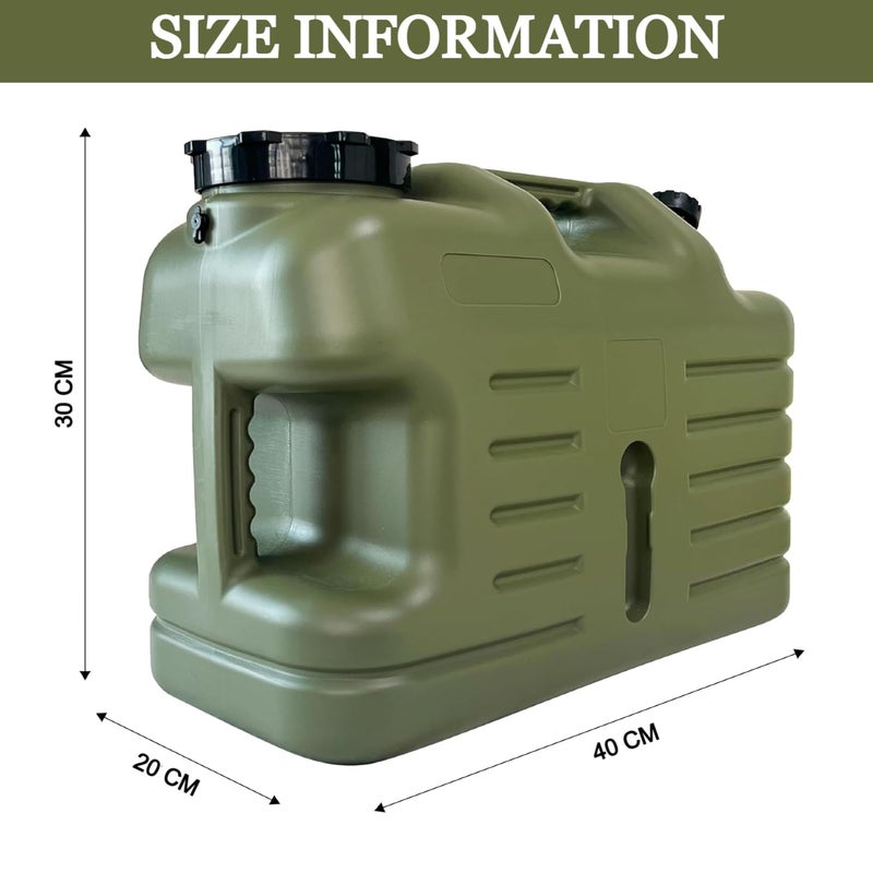 Nasmodo Camping Water Can with Tap Portable Camping Picnic Hiking Water Storage Container for Travelling Dispenser Barrel with Faucet (Green, 18.5 L) - Image 2