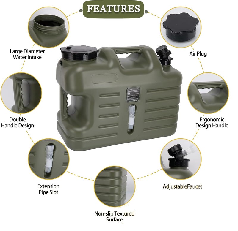 Nasmodo Camping Water Can with Tap Portable Camping Picnic Hiking Water Storage Container for Travelling Dispenser Barrel with Faucet (Green, 18.5 L) - Image 4