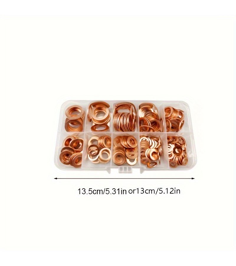 200pcs Solid Copper Washers Set Flat Seal Ring Plain Spacer Sump Plug Gasket - Image 3