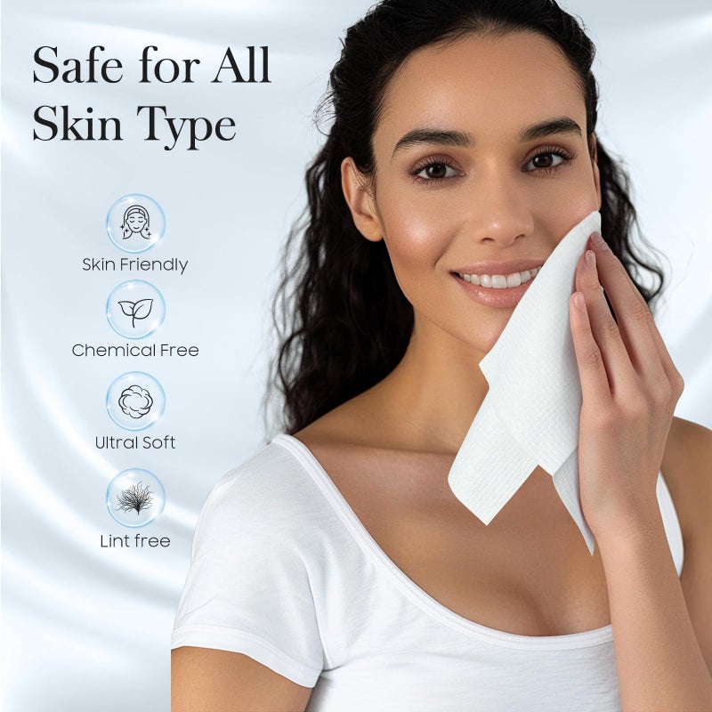 Fygrip 4 Pack of 50 count XL Disposable Face Towels 10â€ x 12â€, 100% Viscose Fibre, Soft & Skin Friendly Face Towelettes Disposable, Facial Tissue Wipes for Women Cleansing - Image 3
