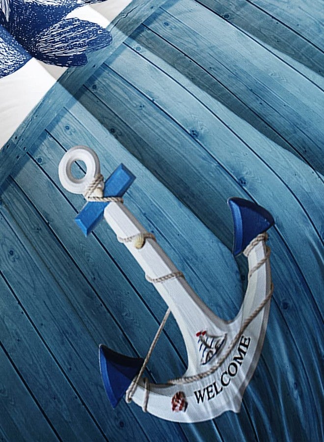 Suncloris Nautical Sailboat Comforter Set for Kids and Adults, Queen Size Anchor Rudder Themed Bedding Comforter with 2 Coastal Ocean Plant Patterned Pillowcases - 90"x90" (Queen, Dark Blue) - Image 4