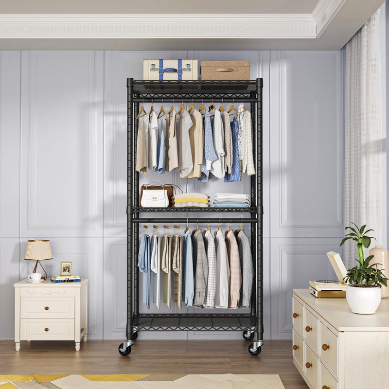 FUTASSI Heavy-Duty Portable Closet, 30"W x 14"D x 76"H, Black, Carbon Steel - Image 2