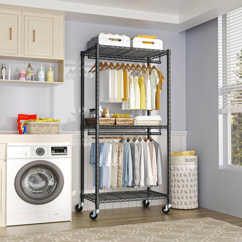 FUTASSI Heavy-Duty Portable Closet, 30"W x 14"D x 76"H, Black, Carbon Steel - Image 5