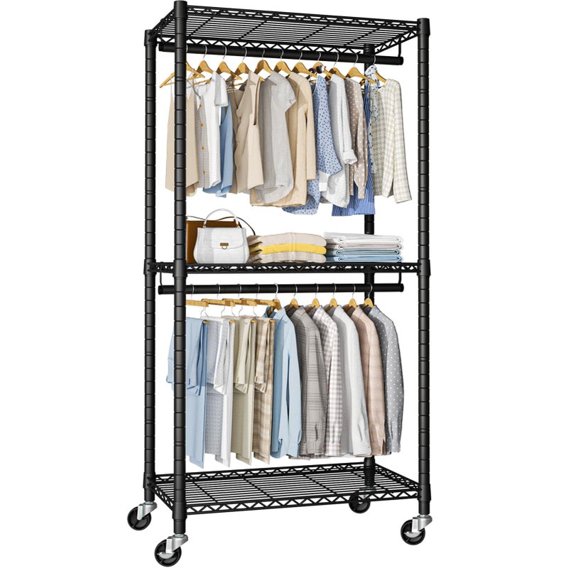 FUTASSI Heavy-Duty Portable Closet, 30"W x 14"D x 76"H, Black, Carbon Steel - Image 1
