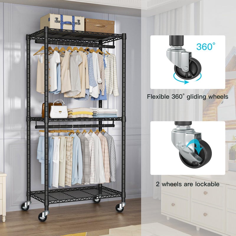 FUTASSI Heavy-Duty Portable Closet, 30"W x 14"D x 76"H, Black, Carbon Steel - Image 4