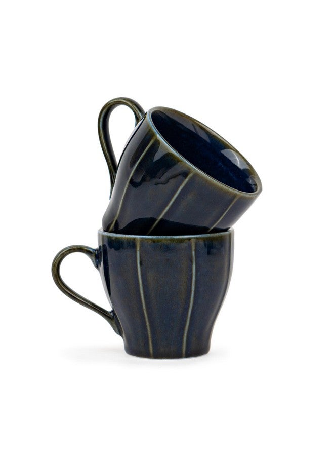 Shay طقم أكواب شاي سيراميك من 6، أزرق، 180 مل | طقم أكواب شاي من 6 | تشطيب لامع | بورسلين فاخر | طقم شاي | كوب شاي سيراميك | أكواب صغيرة للشاي (كوب شاي خط فقط - أزرق) - Image 4